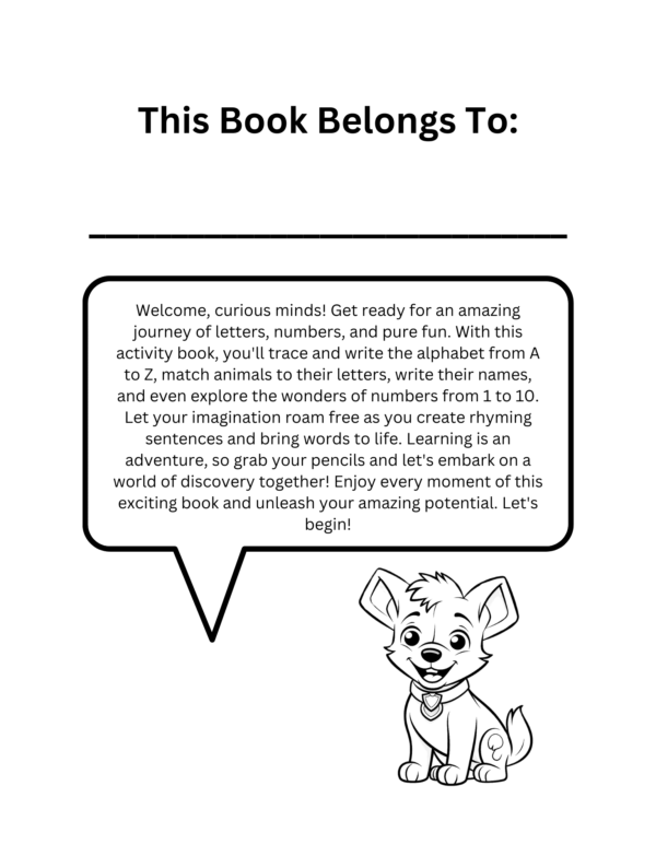 Alphabet and Number Tracing Activity Workbook for Kids, Tracing, Matching, Writing and Coloring