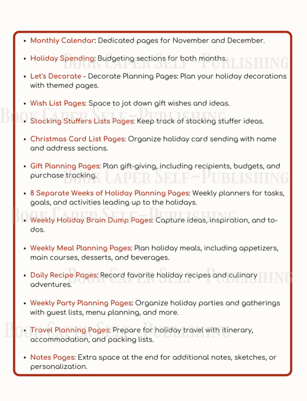 The Holiday Prep Playbook Planner: Includes Monthly and Weekly November and December Sections