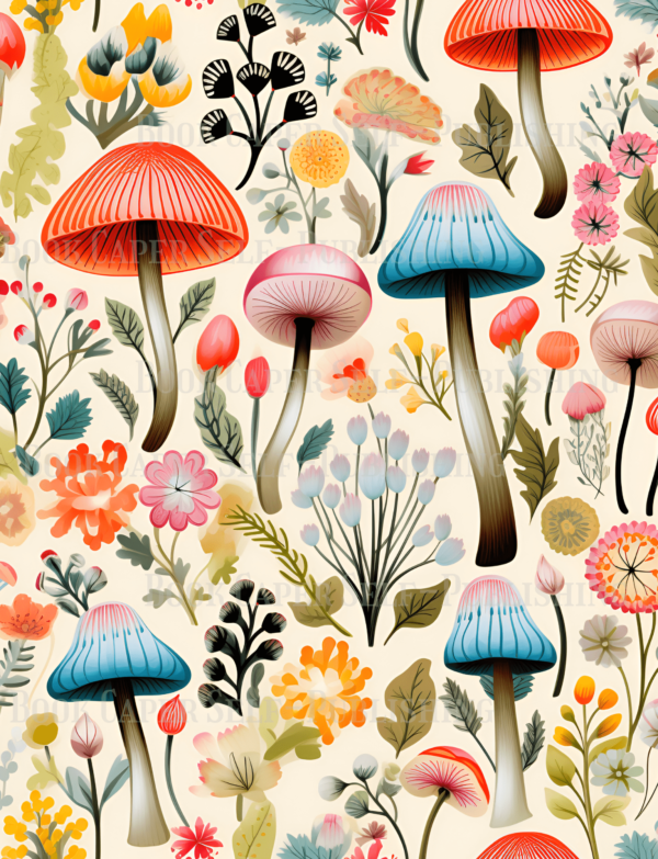 Collage Mushroom, Plant, & Flower Cut-outs & 9 Scrapbook Pages