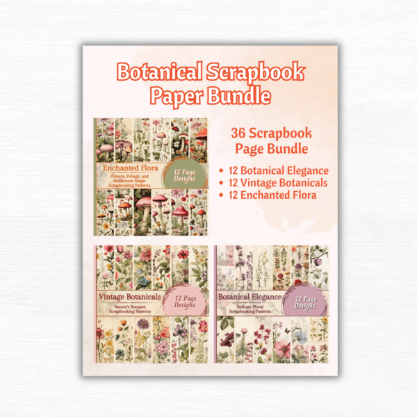 Botanical Scrapbook Paper Bundle