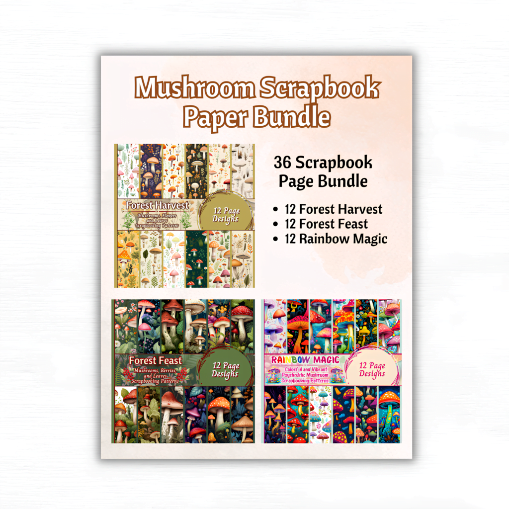 24 Sheets Vintage Mushroom Scrapbook Paper – 12x12 Inch Double-Sided Pattern Pad For Card Making, DIY Crafts - View #10