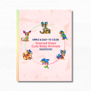 50 Stained Glass Cute Baby Animals: Simple Coloring Book For Adults and Kids, Featuring Easy to Color Designs for Relaxation